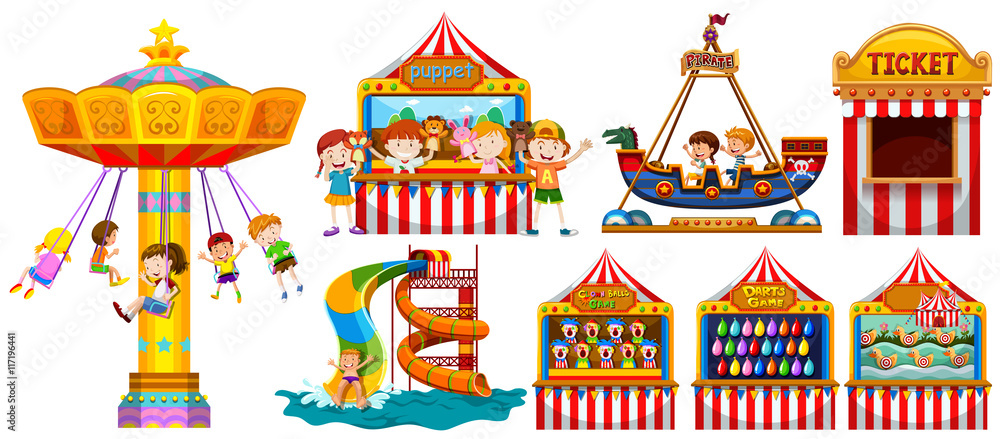 Children playing in the park and many games Children playing in the park and many games