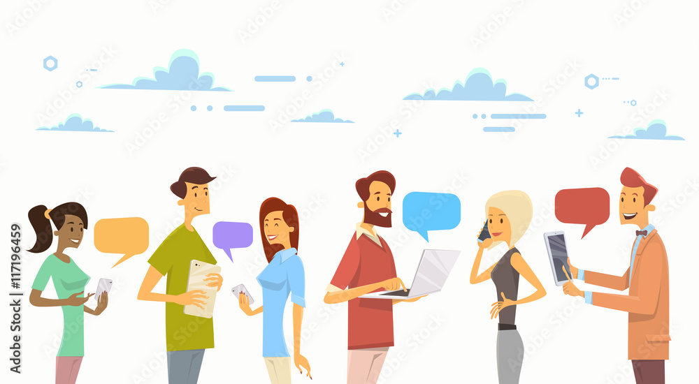 People Chat Digital Device Tablet Phone Laptop Social Network Communication People Chat Digital Device Tablet Phone Laptop Social Network Communication