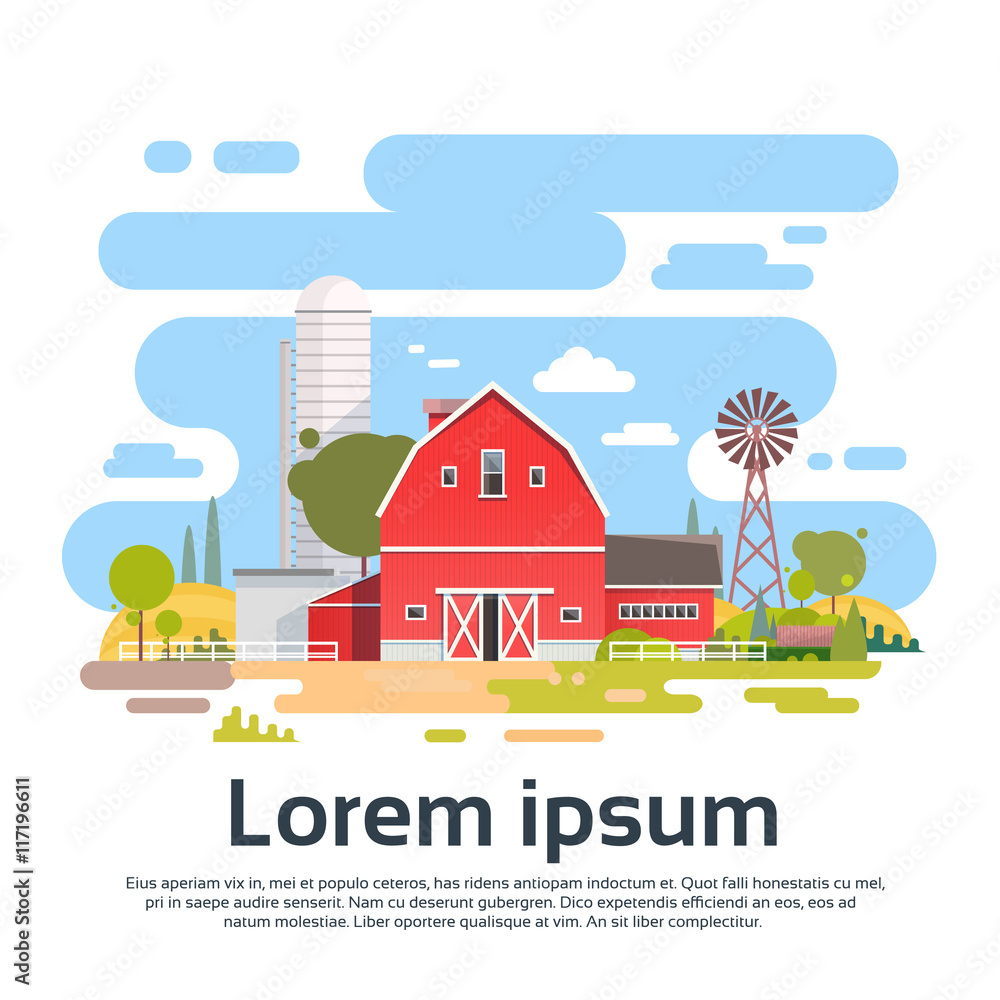 Big Farm With House, Farmland Countryside Landscape Big Farm With House, Farmland Countryside Landscape