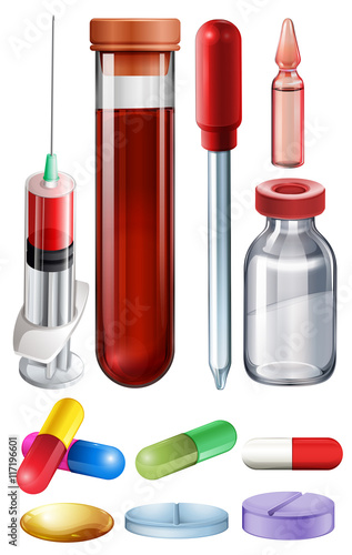 Medical set with syringe and medicine