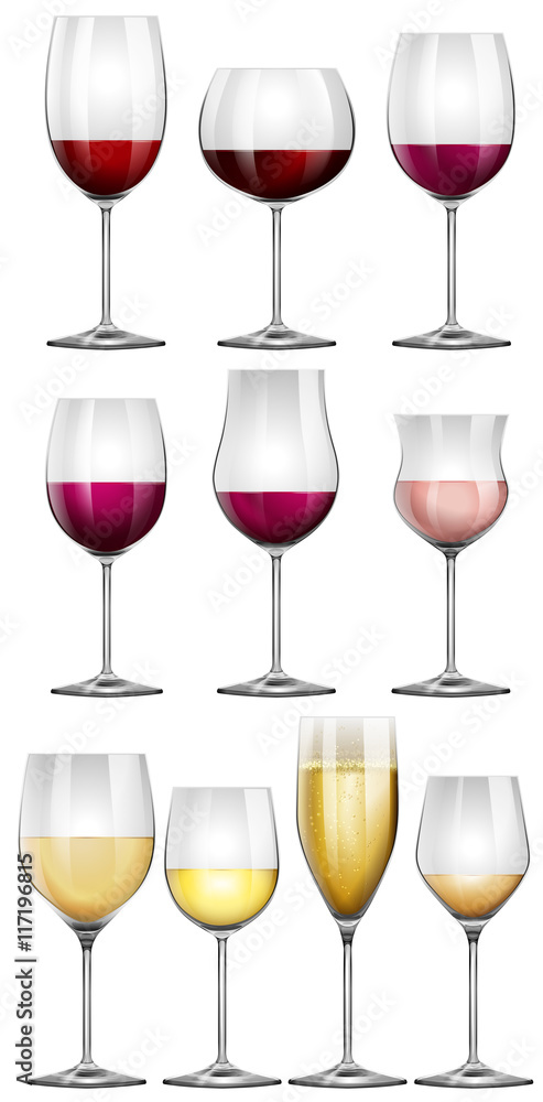 Wine glasses filled with wine Wine glasses filled with wine