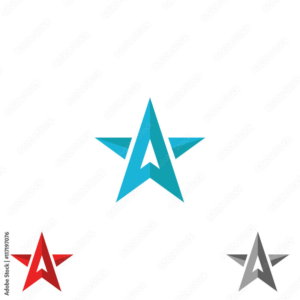 Logo star form upward arrows, creative shape letter A, concept diraction sign, symbol leader Logo star form upward arrows, creative shape letter A, concept diraction sign, symbol leader