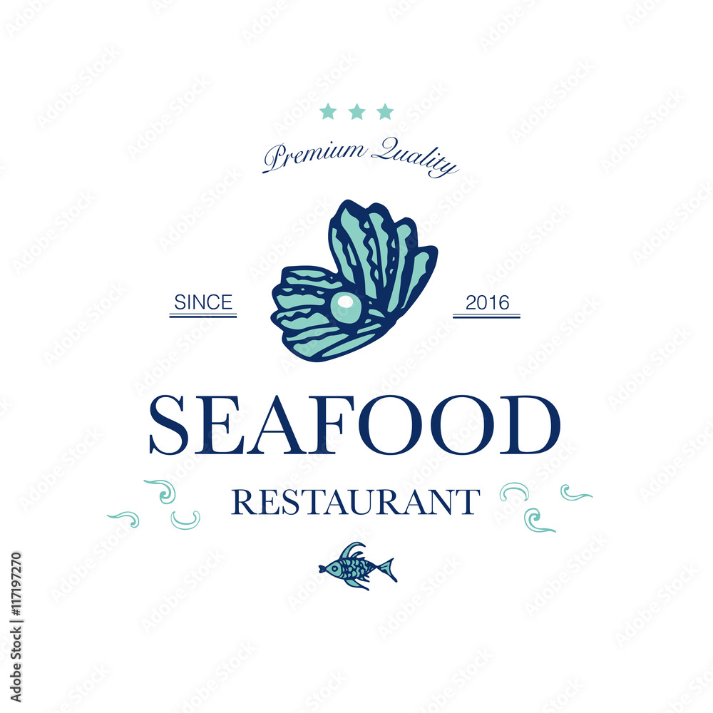 Seafood restaurant and seafood menu identity - Logo with sea shell and ...