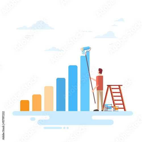 Businessman Drawing Financial Bar Graph Finance Success Concept