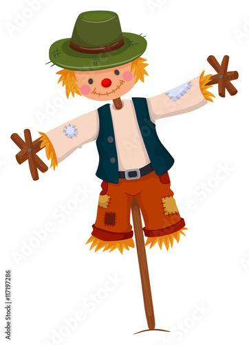Scarecrow wearing green hat