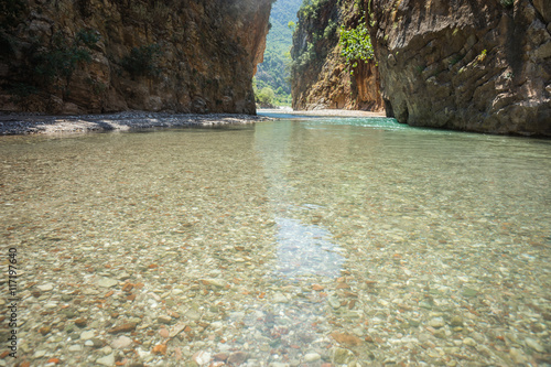 Scenic mountain  landscape with Krikiliotis river, Evritania photo