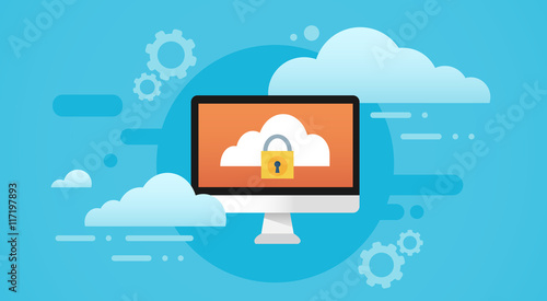 Computer Cloud Database Lock Screen Data Privacy Protection photo