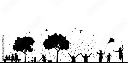 Silhouette Park im Herbst