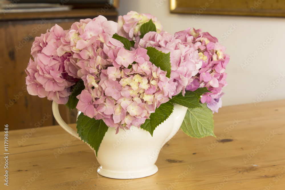 Hydrangea Flowers on a Table Hydrangea Flowers on a Table