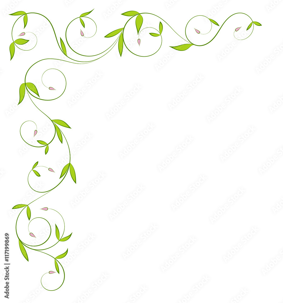 curl frameAbstract floral background with place for your text. Vector branch with leaves for greeting and invitation card.