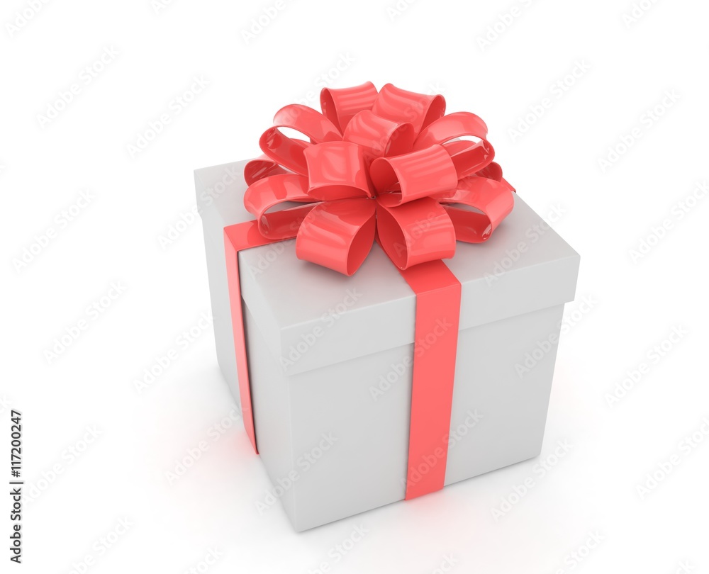 Obraz premium gift box with bows isolated on white. 3d rendering.