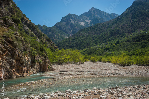 Scenic mountain  landscape with Krikiliotis river, Evritania photo