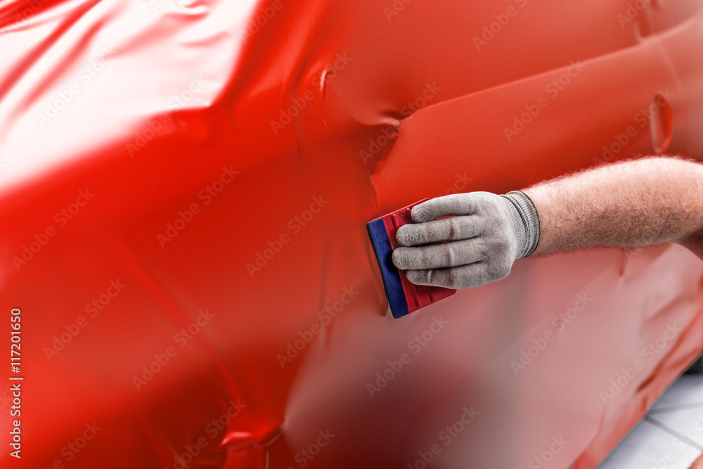 profi foliert auto mit matt folie in rot car wrapping auto folierung Stock  Photo | Adobe Stock