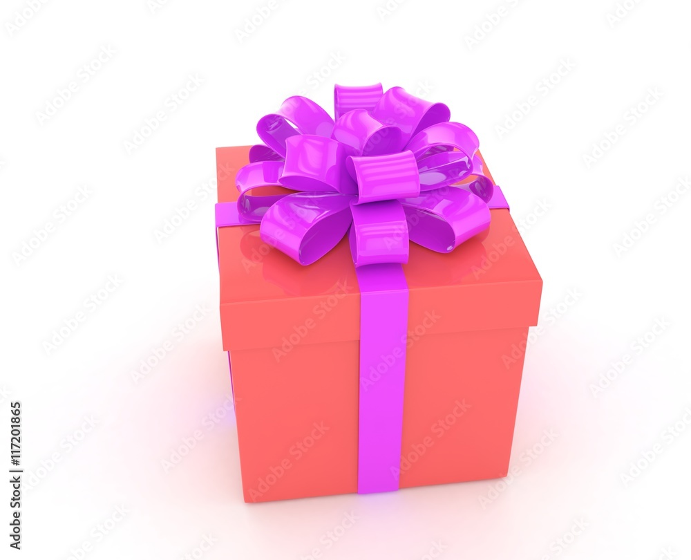 gift box with bows isolated on white. 3d rendering. gift box with bows isolated on white. 3d rendering.