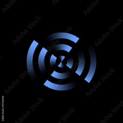 Abstract symbol, signs of sound, energy or rotation.