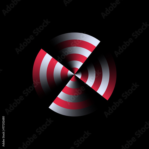 Abstract symbol, signs of sound, energy or rotation.