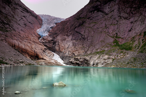 Briksdal glacier reflections photo