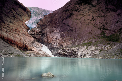 Briksdal glacier reflections photo