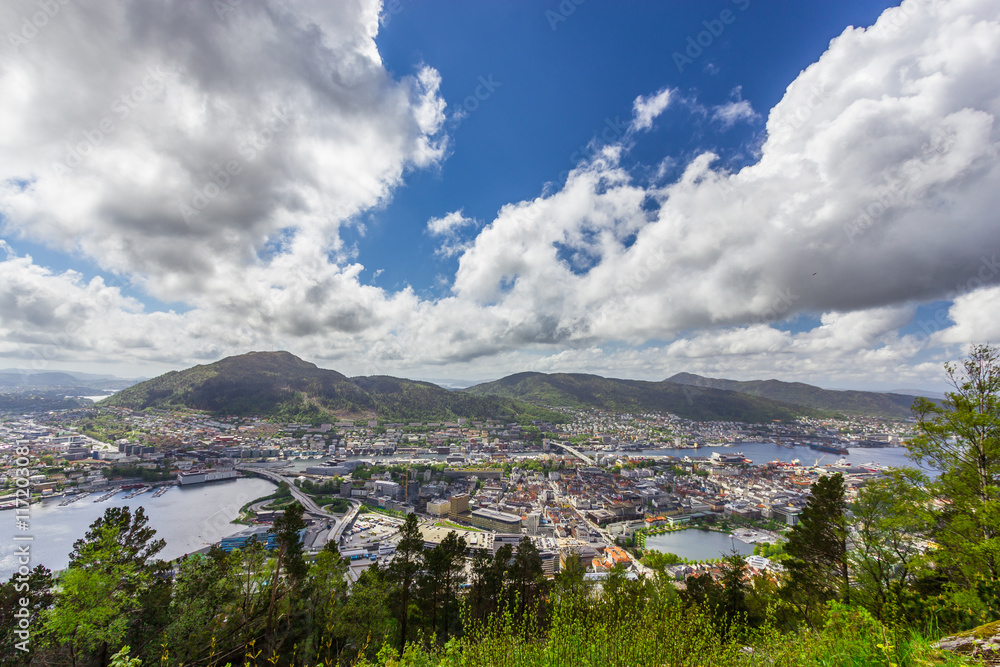 Beautiful view of Bergen city, Norway