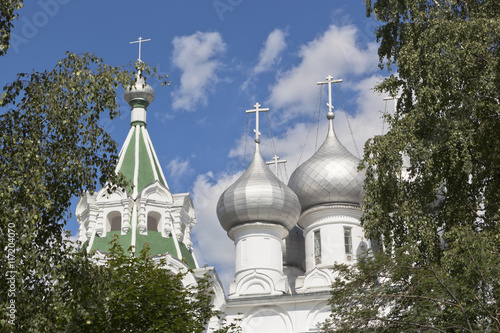 Domes of the Tsarekonstantinovsky church in the city of Vologda, Russia photo