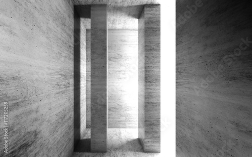 Abstract empty white concrete interior with columns