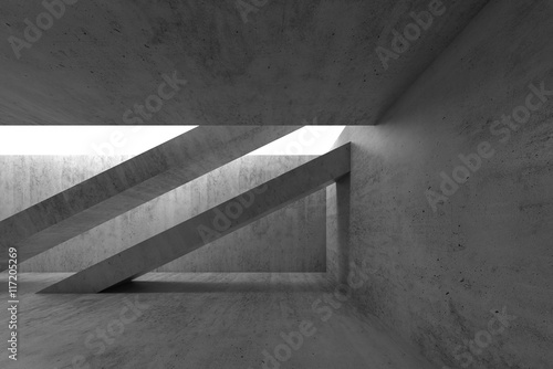 Abstract empty dark concrete interior 3d render