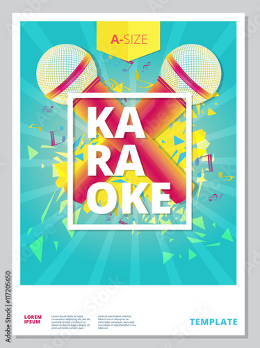 Karaoke party flyer or poster template design. Vector music event