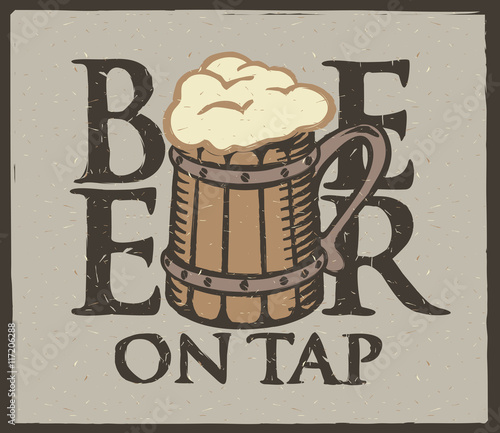 beer wooden glass for the bar in retro style