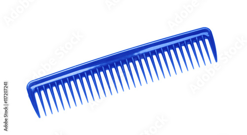 Bild auf Leinwand Blue plastic comb isolated on white