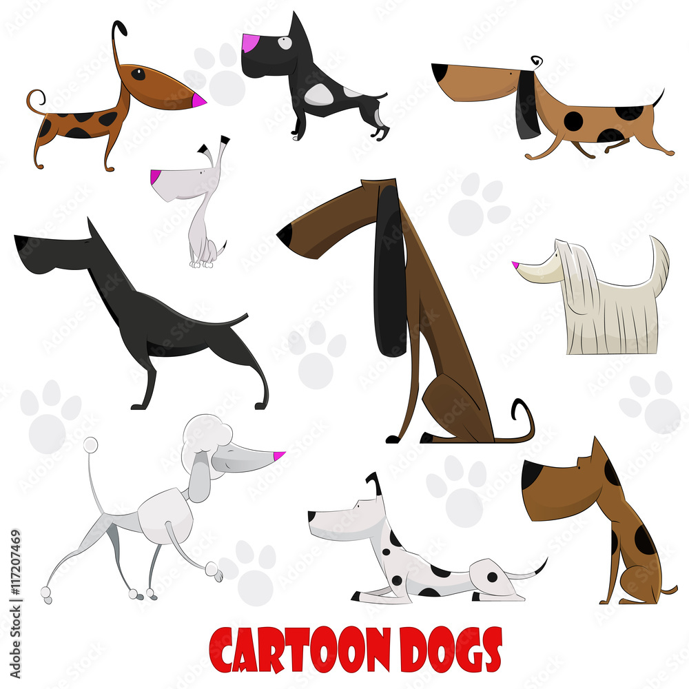 Dogs cartoon set