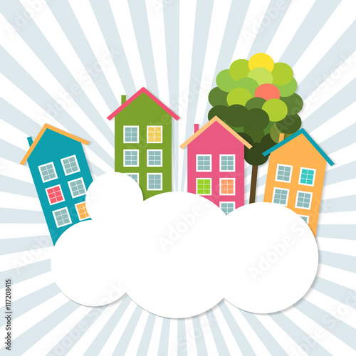 Colorful Houses For Sale / Rent. Real Estate Concept