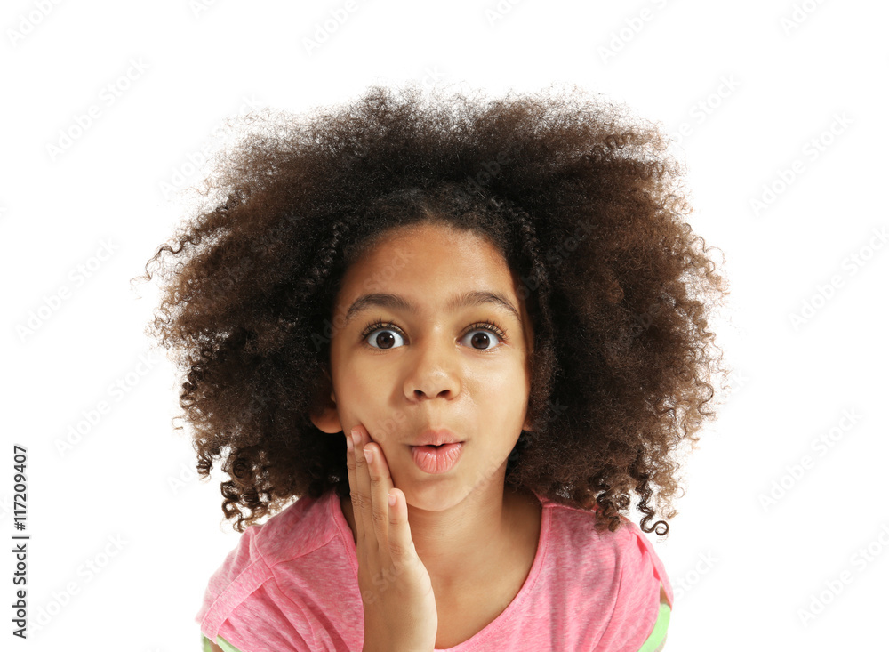 Portrait of happy African girl, isolated on white Portrait of happy African girl, isolated on white