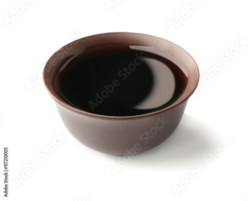 Fresh soy sauce isolated on white