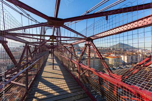 The Bizkaia suspension bridge in Portugalete, Spain inside