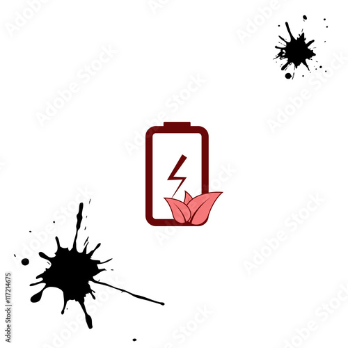 Flat paper cut style icon of eco friendly battery