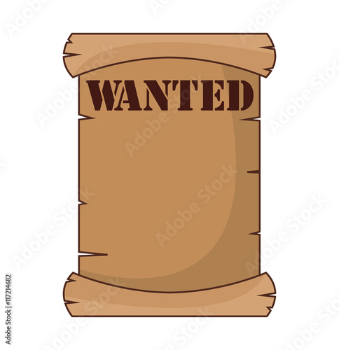 wanted label paper old wild west icon