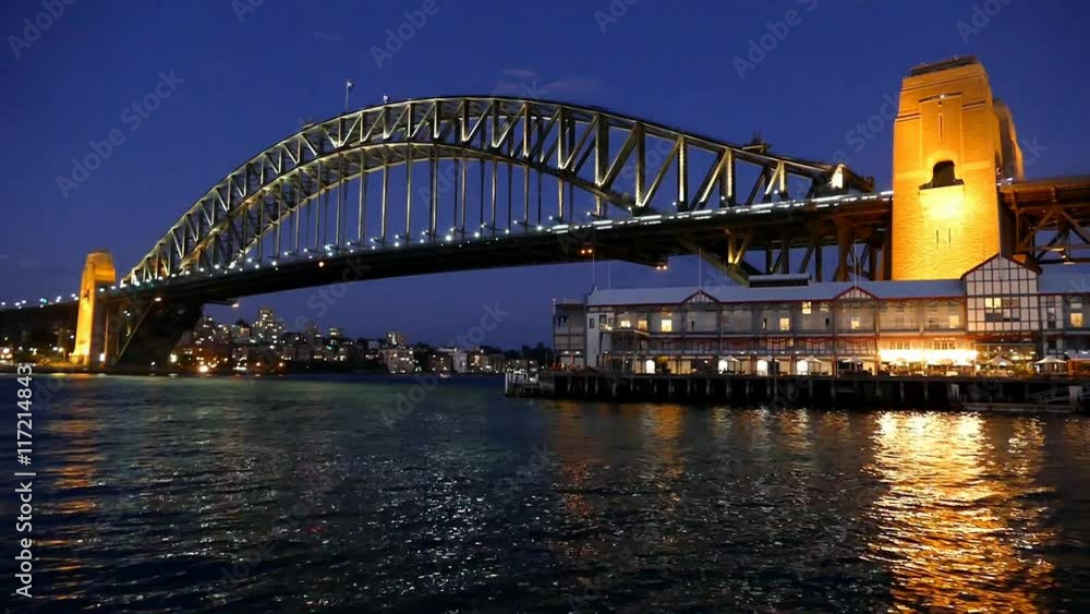 Sydney Harbour Bridge on dusk with Sydney Pier and Sydney Wharf in View
Sydney Harbour Bridge on dusk with Sydney Pier and Sydney Wharf in View