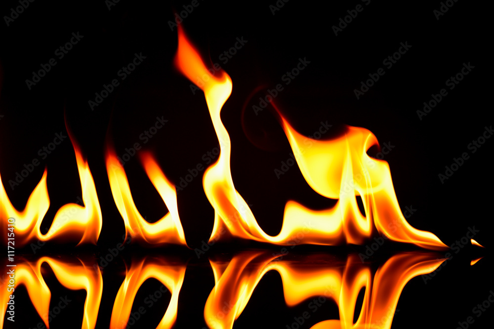 Fire flames on black background Fire flames on black background