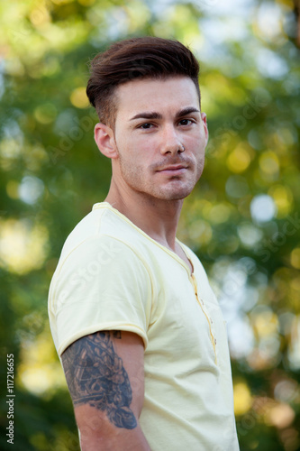 Attractive guy in the park