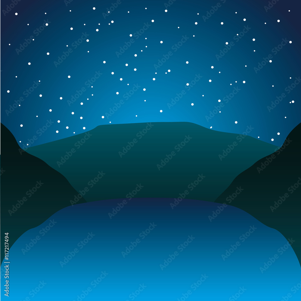night starry landscape icon