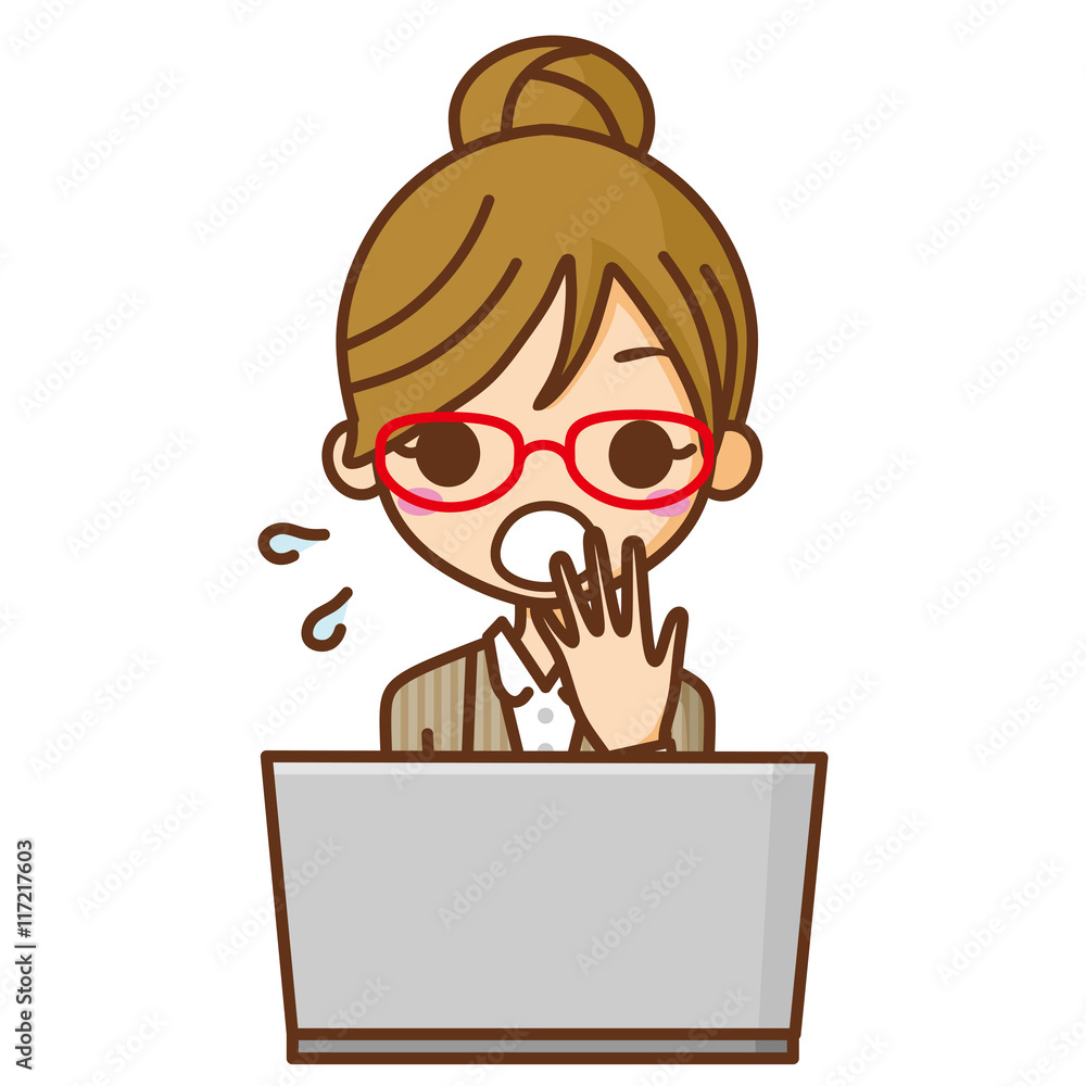 眼鏡のビジネスウーマンとPC