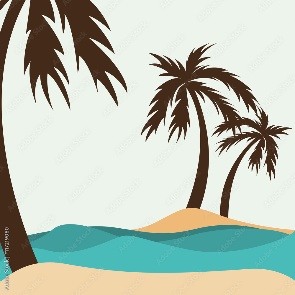 tree palm silhouette icon