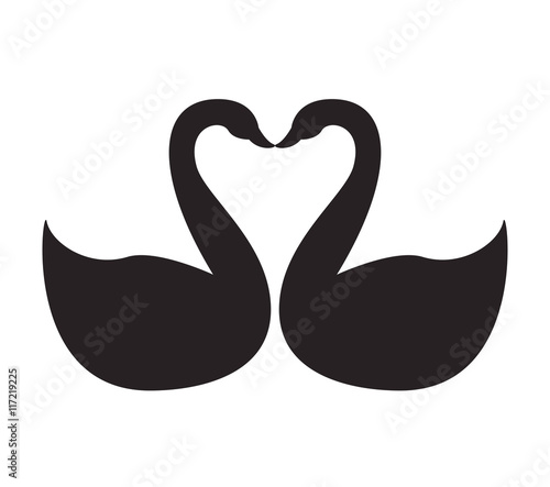swans birds silhouettes icon