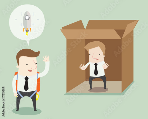 Get you thinking and begining outside the box ,vector illustration