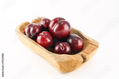 Plums Isolated, White Background