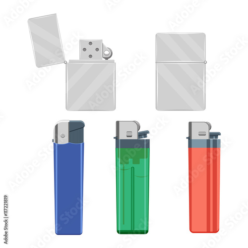 lighters set vector illustration isolated on white background