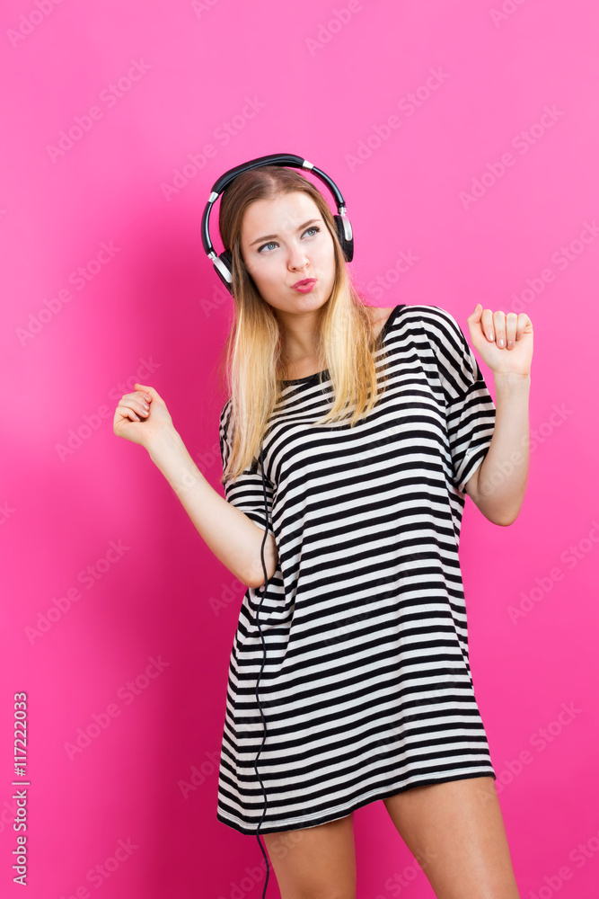 Happy young woman with headphone Happy young woman with headphone