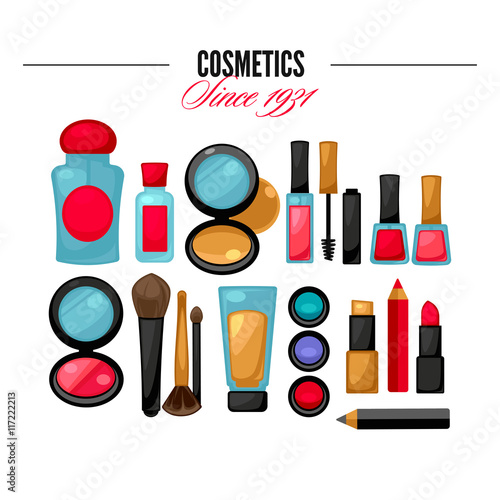 Cosmetic tools beauty products. Facial Makeup.