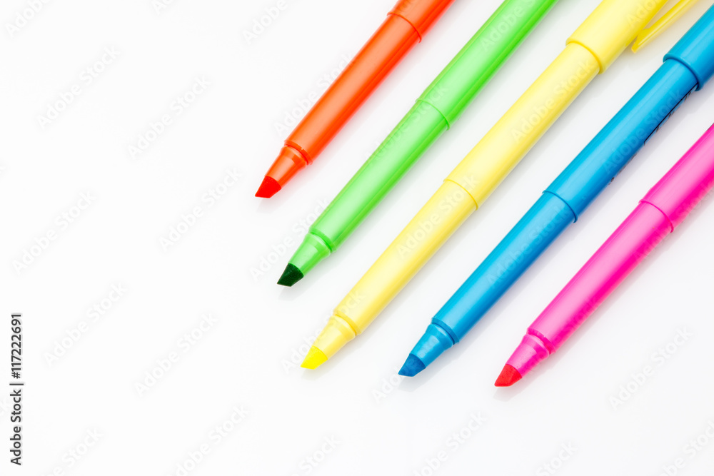 Open highlight markers on white Open highlight markers on white