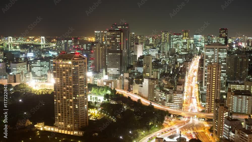 tokyo skyline from high up observation point